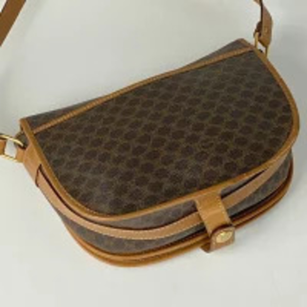 Celine Body Bum cross Crossbody Macadam brown bag canvas shoulder Belt Brown